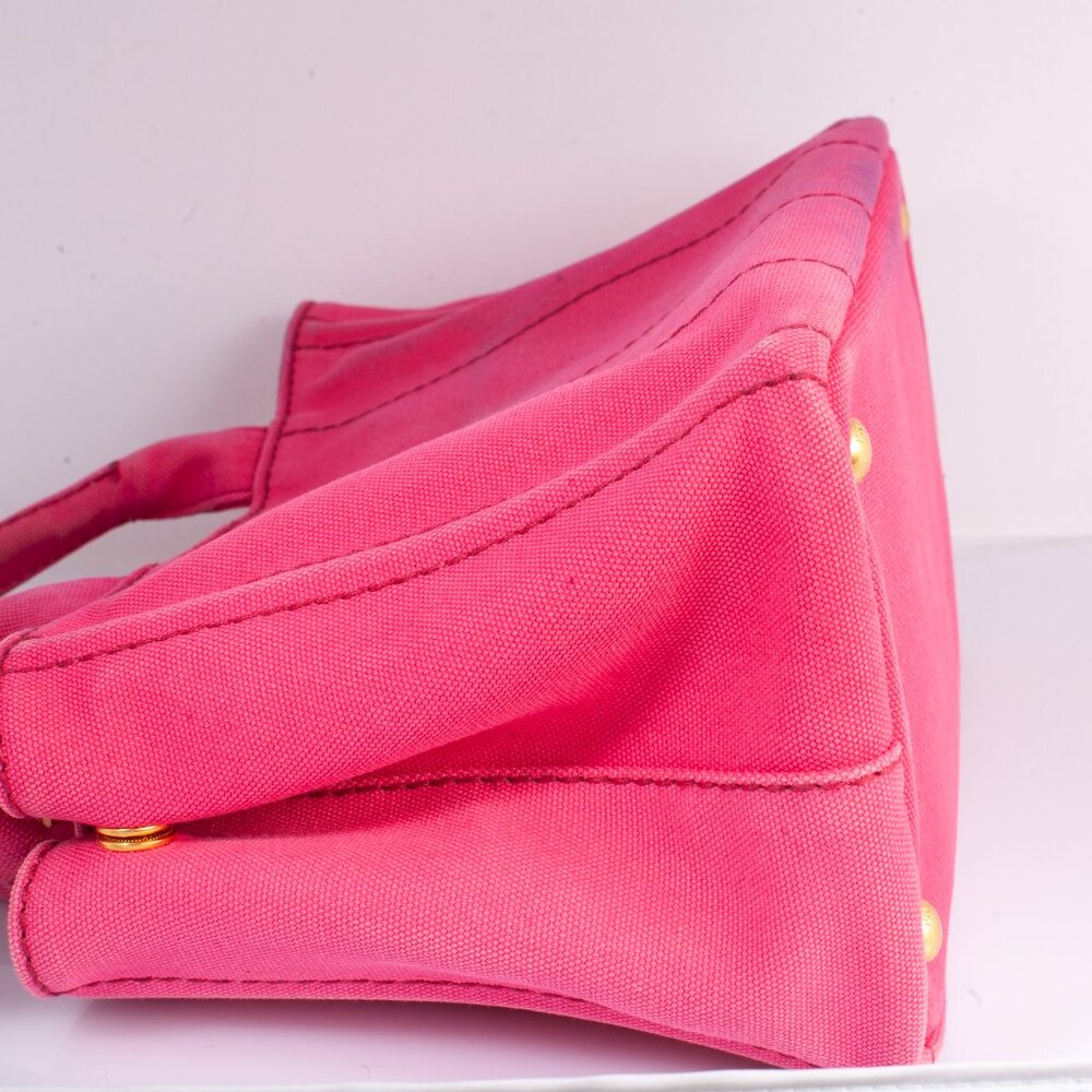 Authentic Pink Prada Canapa Small Logo Tote Bag - Picture 3 of 12